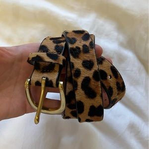 J.Crew genuine Italian leather and calf hair belt in leopard, Size M